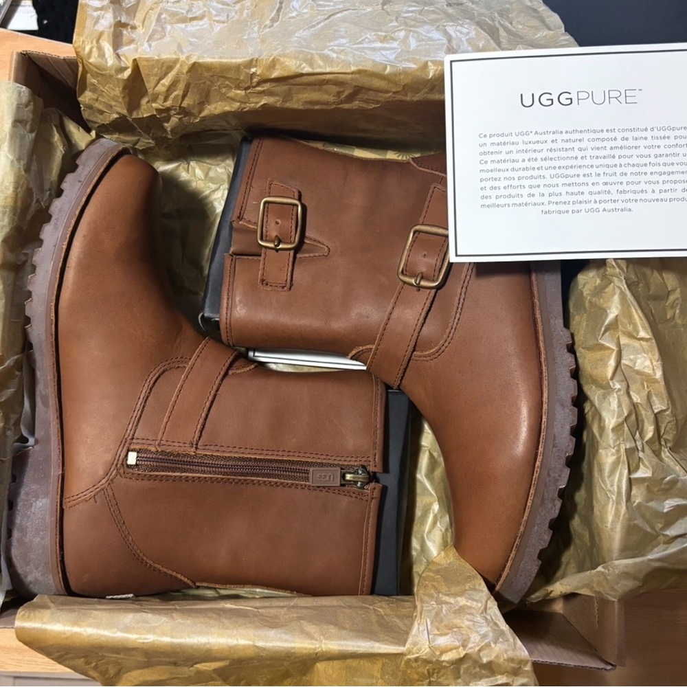 UGG Tan Leather Ankle Boots